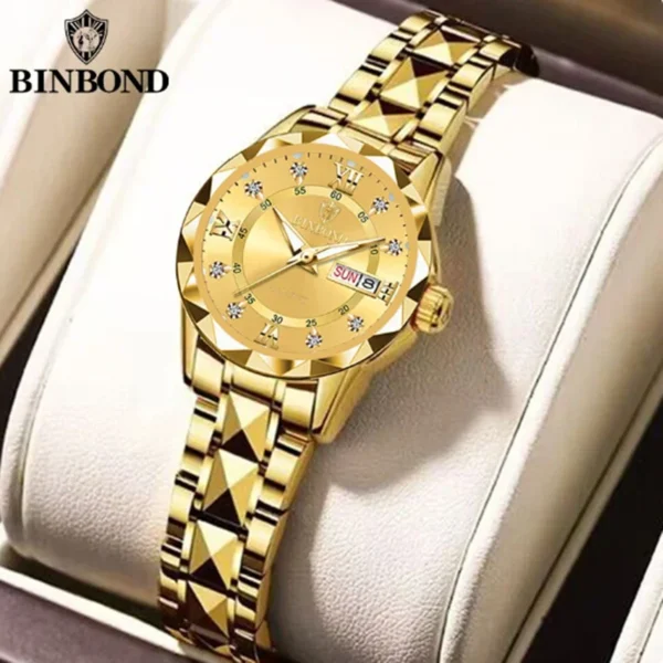 Luxury Women’s Quartz Watch with Week & Date