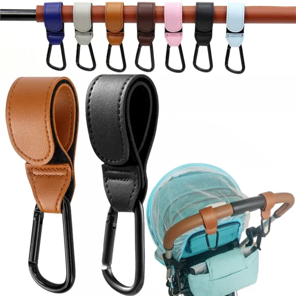 PU Leather Baby Bag Stroller Hook – 360° Rotatable