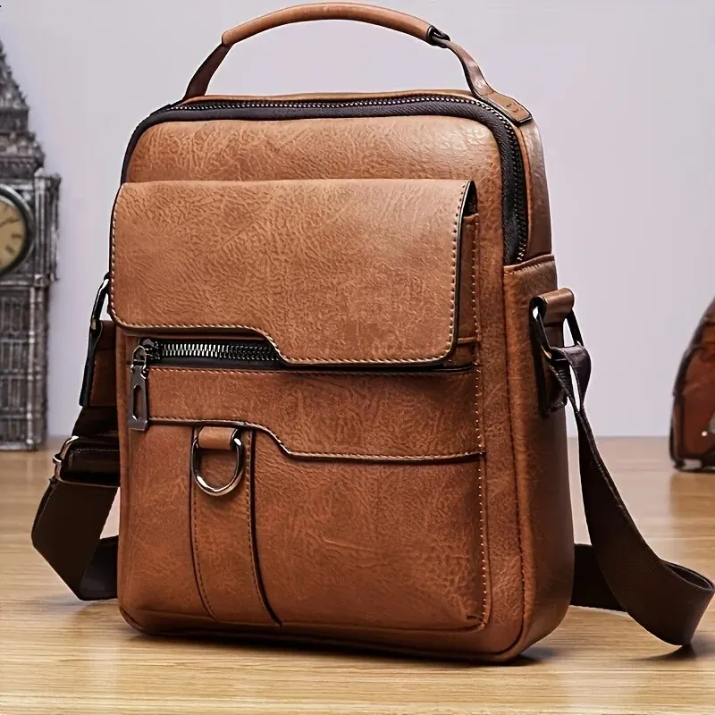 S39ce24de9f6a4e8f88131ff1303c2416V.webp Men’s PU Leather Crossbody Messenger Bag 9.7" iPad - Image 1
