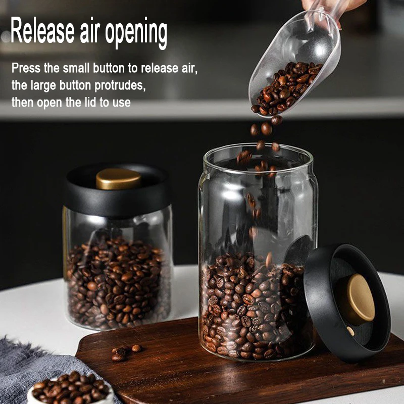 S3f51842a84924f66914480e1945174dfT.webp Coffee Bean Storage Container – Vacuum Seal Glass Jar - Image 1