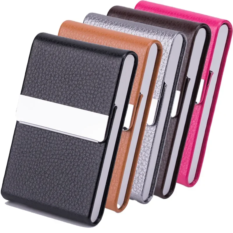 S658f37bcd33246569a4e1eba9477f6d8Q.webp High Quality Slim PU Leather Metal Business Card Holder - Image 1