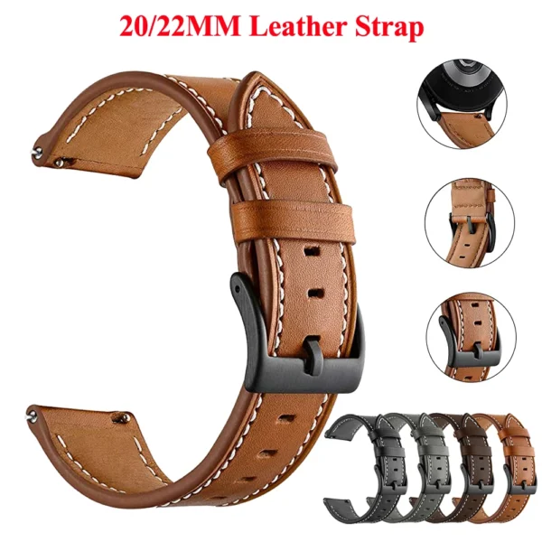 20–22mm Leather & Silicone Watch Straps for Smartwatches