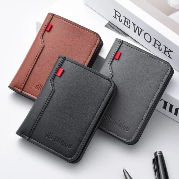 Ultra-thin PU Leather Mini Credit Card Wallet for Men