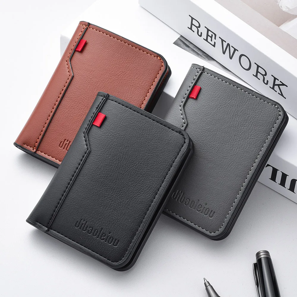 S80ea61cca92047dba1aaaaf07aae6b07W-1.webp Ultra-thin PU Leather Mini Credit Card Wallet for Men - Image 1