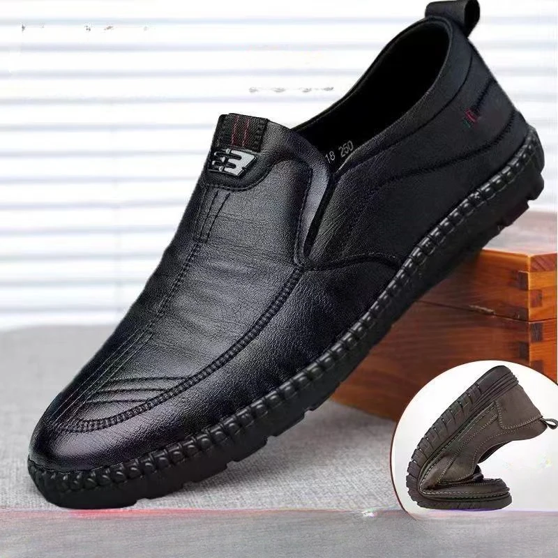 S9849188bfd1a4864965c2954ee05b353B.webp Men’s PU Leather Loafers Non-Slip Casual Slip-On Shoes - Image 1