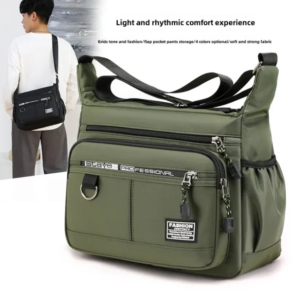 Men’s Oxford Crossbody Shoulder Bag with Multi Pockets
