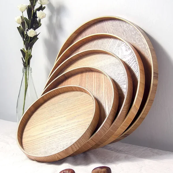 Japanese Style Wooden Round Tray – Food & Dessert Plate