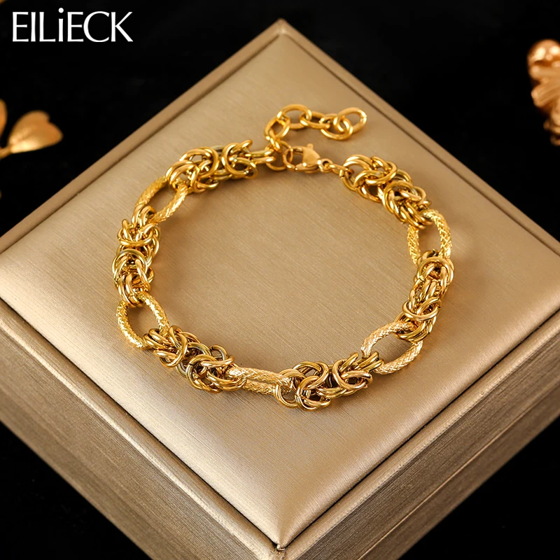 Sc363935de07b4a9e9f46a432af495954E-1.webp EILIECK 316L Stainless Steel Twisted Bracelet for Women - Image 1