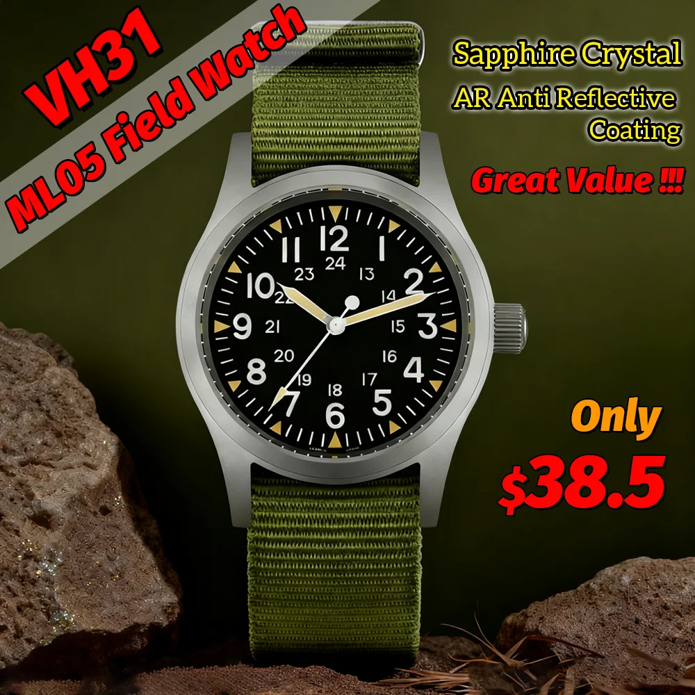 Sc9d18c30204d40f4b10829464976da07h-1.webp Vintage Field Quartz Watch with Luminous Dial 38mm - Image 1