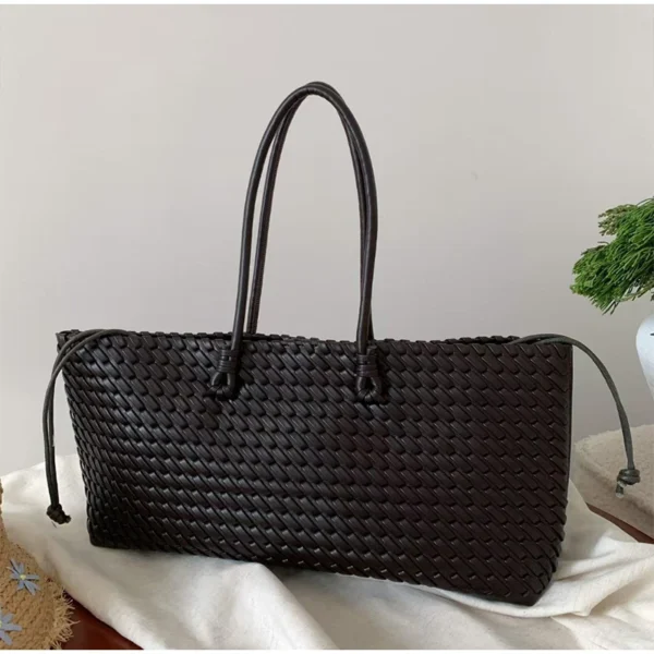 Luxury Woven Tote Bag with Magnetic Closure & Handle