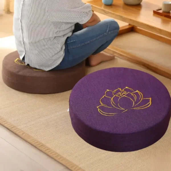 40cm Yoga Meditation Cushion – Linen, Hard Lotus Pillow