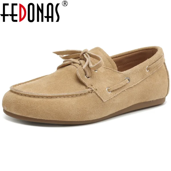 FEDONAS Women Suede Leather Slip-On Loafers Flats
