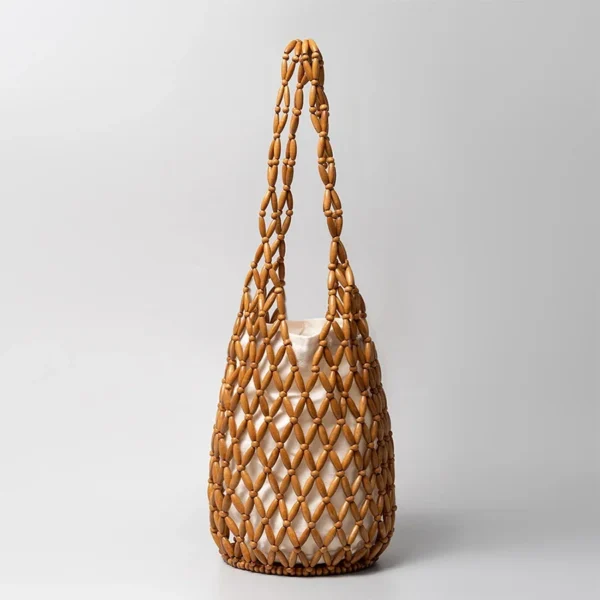 Woven Summer Hollow-Out Canvas Bucket Shoulder Bag