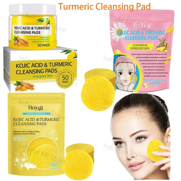 Turmeric Kojic Acid Cleansing Pads – 40/50pcs Exfoliating