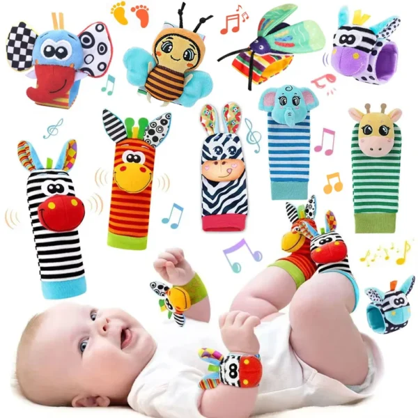 Baby Wrist & Foot Rattle Socks – Sensory Toy Set