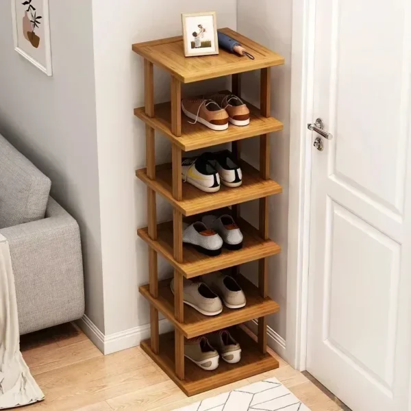 Multi-layer Bamboo Shoe Rack – Corner Storage Organizer
