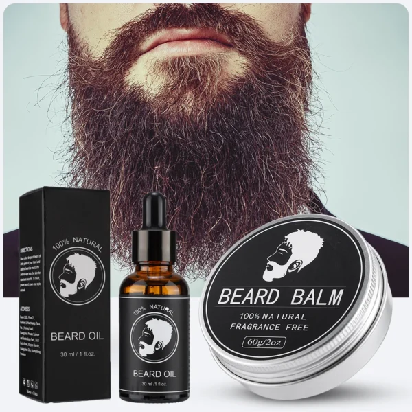 Men’s Beard Growth Kit – Natural Beard Balm & Oil for Moisturizing and Styling