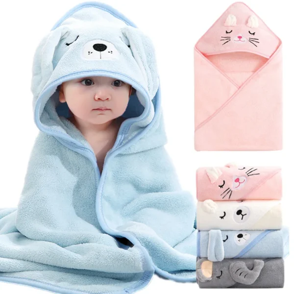 Cartoon Hooded Baby Bath Towel Blanket for Toddlers
