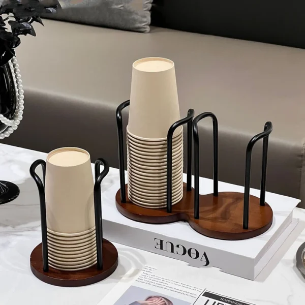 Bamboo Disposable Cup Storage Holder Rack – Floor Organizer