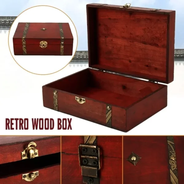 Retro Wooden Storage Box – Keepsake & Jewelry Organizer