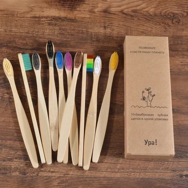 10Pcs Bamboo Toothbrush Soft Bristle Eco Dental Set