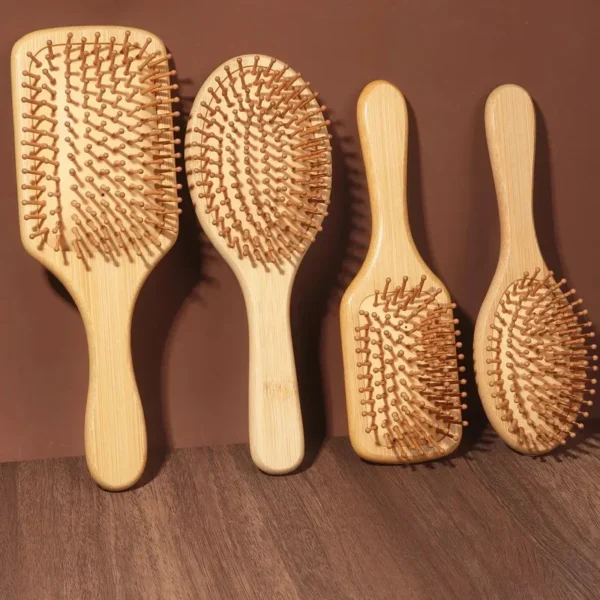 Solid Wood Bamboo Cushion Comb – Hair & Scalp Care