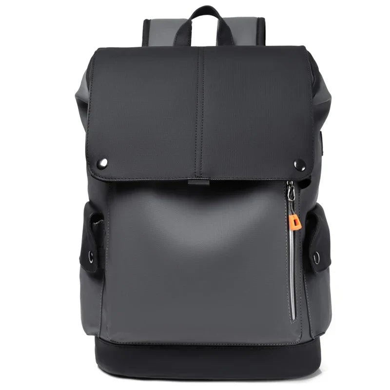 S45a71e9000ea4301b0aca297f21c1b2aW.jpg Waterproof PU Leather Laptop Backpack Computer Bag Grey - Image 1