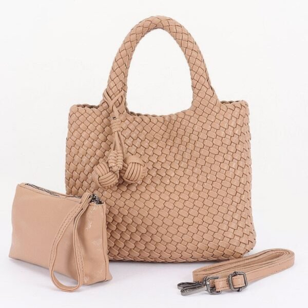 Women's Tote Bag Braided Vegan Leather BYMANYC ® New York CONTEMPORARY WOVEN SHOPPER PURSE - New Collection